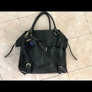 Timi and Leslie Black Leather Diaper Bag